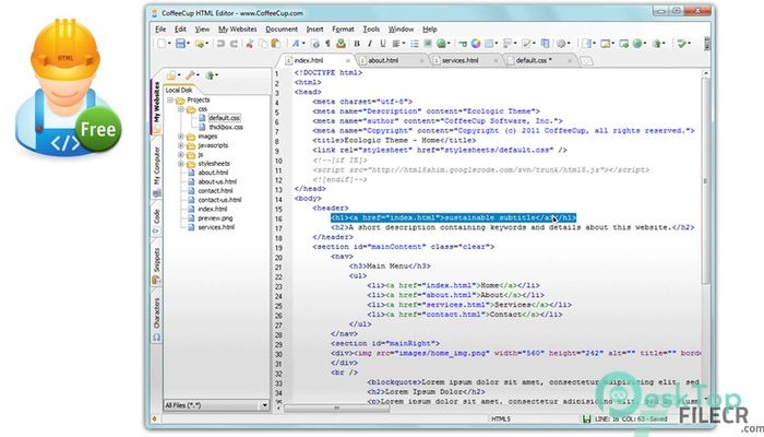 CoffeeCup HTML Editor 18.0.890 Free Download Latest Version