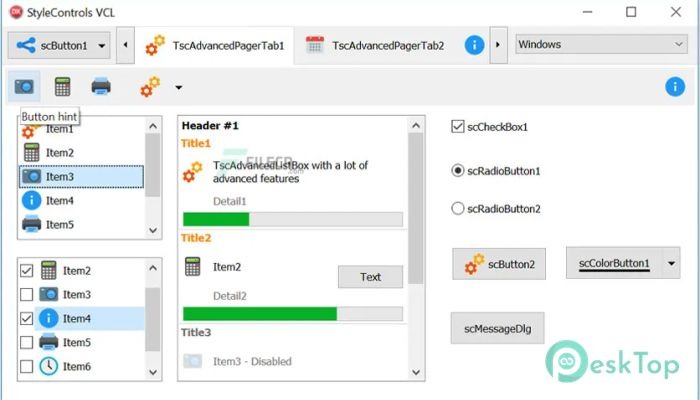 StyleControls VCL 4.94 For Delphi XE2 Free Download Latest